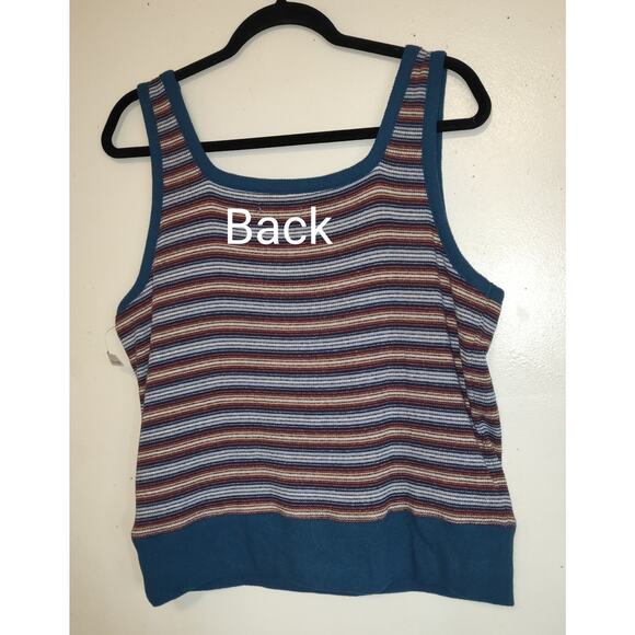 Madewell Cropped Top Striped Camisole Women's XL Teal Knit Store Tag Stretchy - Picture 4 of 13